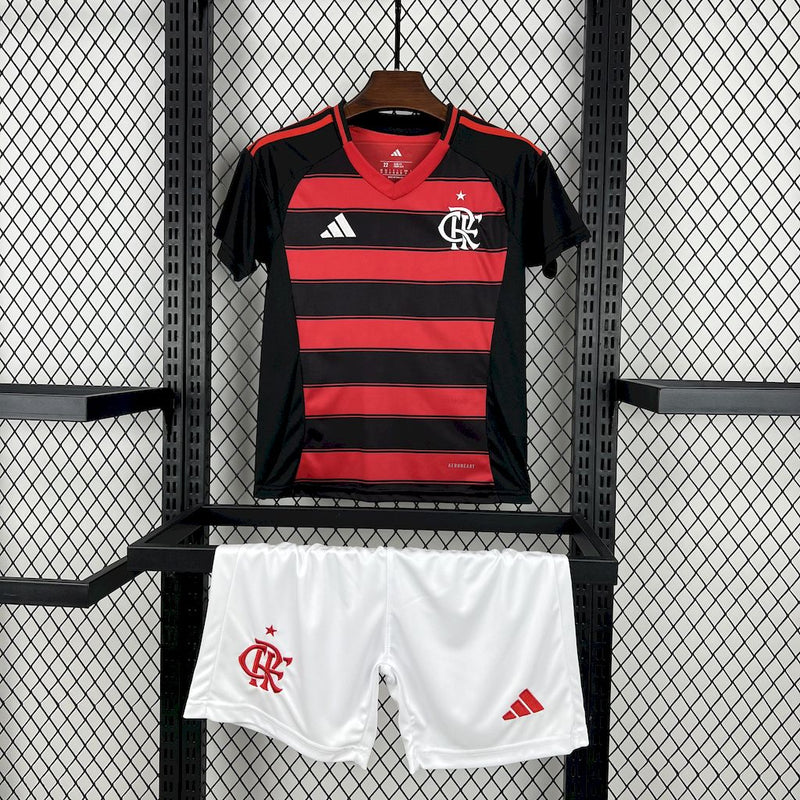 CONJUNTO INFANTIL DO FLAMENGO 25/26 VERMELHO, PRETO E BRANCO