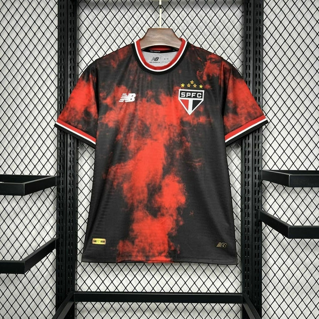 Camisa São Paulo 24/25 III s/n° Torcedor Comemorativa New Balance Masculina - Preto+Vermelho